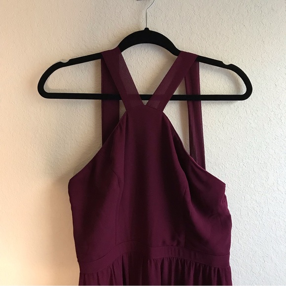 Lulu’s Air of Romance Burgundy High Neck Dress, Sz L, maroon bridesmaids dress - Picture 5 of 6